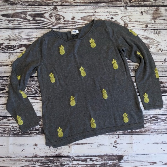 Old Navy Tops - Grey Pineapple Long Sleeve Sweater Large